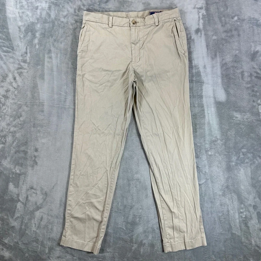 Vineyard Vines Breaker Chino Pants Men's Size 34x32 Khaki Tan Cotton Stretch